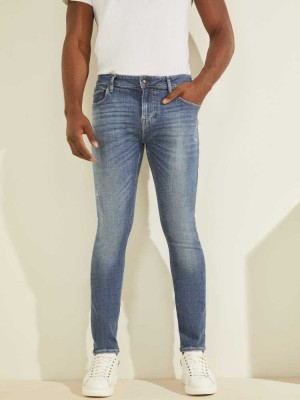 Blue White Guess Eco Chris Skinny Men's Jeans | 2396-DMBSH