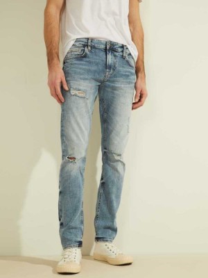 Blue White Guess Eco Miami Skinny Men's Jeans | 6728-YDLCM