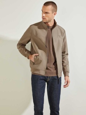 Brown Black Guess Amos Bomber Men's Jackets | 2413-ESMYA