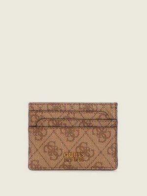 Brown Flower Guess Noelle Card Holder Women's Wallets | 1378-NYMDZ