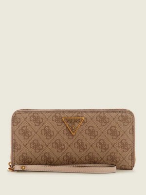 Brown Flower Guess Noelle Logo Large Zip-Around Women's Wallets | 7432-EIZDU
