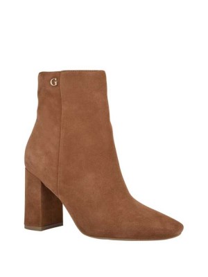 Brown Guess Adelia Faux-Suede Ankle Women's Booties | 5940-FEHQS
