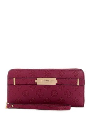 Brown Guess Bea Large Zip-Around Women's Wallets | 1625-QDKNU
