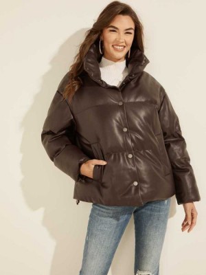 Brown Guess Bice Oversized Women's Jackets | 1675-VGJAY