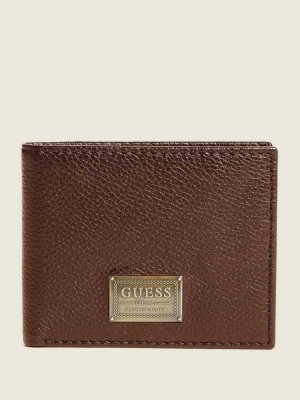 Brown Guess Bishop Bifold Men's Wallets | 0639-RYJHV