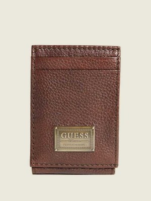 Brown Guess Bishop Magnetic Fold Men's Wallets | 1423-PKDGB