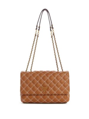 Brown Guess Cessily Quilted Convertible Women's Crossbodies | 6870-ODEVB