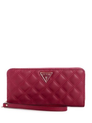 Brown Guess Cessily Quilted Large Zip-Around Women's Wallets | 5710-AGCLQ