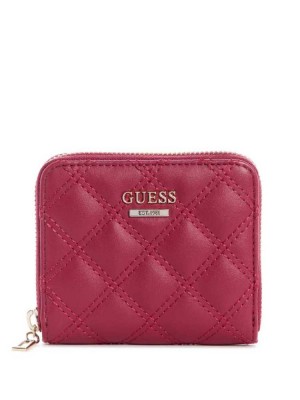 Brown Guess Cessily Quilted Small Zip-Around Women's Wallets | 8941-VMEFU