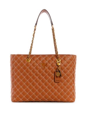 Brown Guess Cessily Quilted Women's Totes | 1735-RAYZV