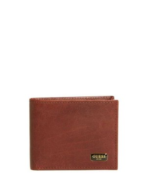 Brown Guess Chavez Passcase Men's Wallets | 4791-LBNYK