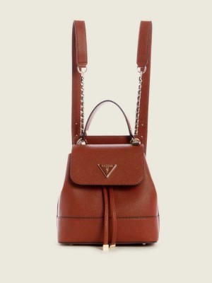 Brown Guess Cordelia Convertible Women's Backpacks | 0876-MQDVZ