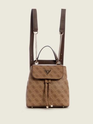 Brown Guess Cordelia Logo Convertible Women's Backpacks | 5243-PAKWS