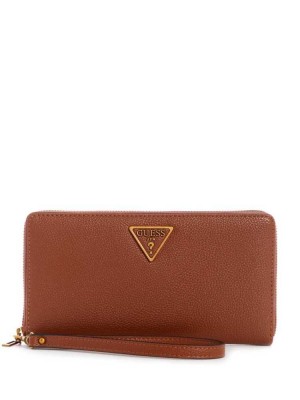 Brown Guess Destiny Check Organizer Women's Wallets | 1258-LGKUT