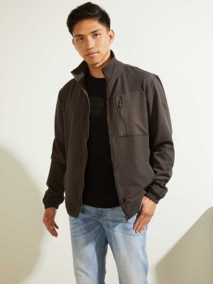 Brown Guess Explorer Zip-Up Men's Jackets | 8794-MOCGN