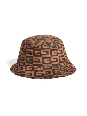 Brown Guess G Checker Logo Bucket Women's Hats | 8962-CSMGR