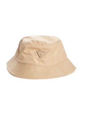 Brown Guess Logo Emblem Nylon Bucket Women's Hats | 4017-IUYTQ