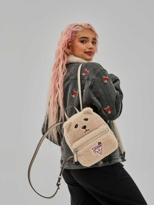 Brown Guess Originals Bear Women's Backpacks | 6172-MRICF