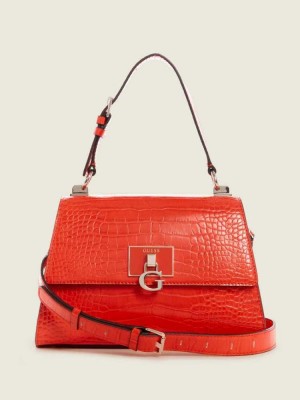 Brown Guess Stephi Top-Handle Flap Women's Crossbodies | 3261-BEHPW