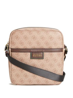 Brown Guess Vezzola Flat Men's Crossbodies | 0562-FUDKY