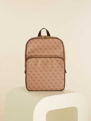 Brown Guess Vezzola Square Men's Backpacks | 4860-DOZTJ