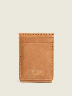 Brown Guess West Wide Magnetic Pocket Men's Wallets | 0173-DBING