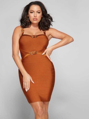 Brown Multicolor Guess Azalea Bandage Women's Dresses | 2708-VSFJD