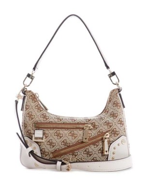 Brown Multicolor Guess Frankie Top-Zip Women's Shoulder Bags | 4802-CHRKU