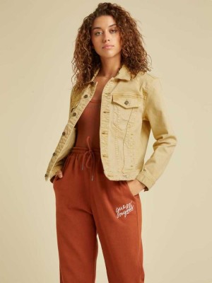 Brown Wash Guess Originals Dyed Denim Women's Jackets | 2946-QINHT
