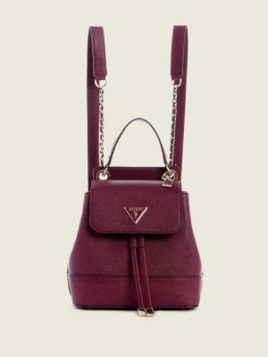 Burgundy Guess Cordelia Convertible Women's Backpacks | 3516-WXYCO
