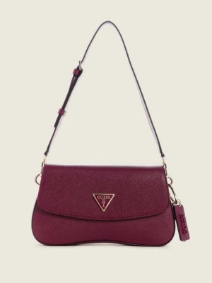 Burgundy Guess Cordelia Flap Women's Shoulder Bags | 1205-XNRLQ