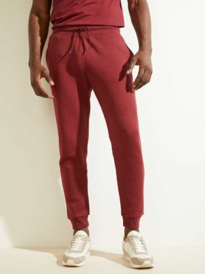 Burgundy Guess Eco Aldwin Men's Sweatpants | 9841-ETNIZ