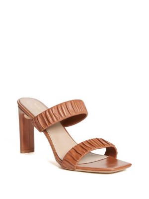 Burgundy Guess Elena Ruched Women's Heels Sandals | 8340-PFXIW