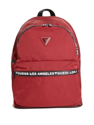 Burgundy Guess Quarto Nylon Women's Backpacks | 3807-DSPVR