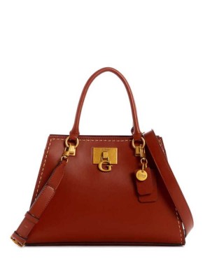 Burgundy Guess Stephi Girlfriend Women's Satchels | 7046-FZBLO