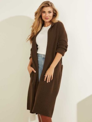 Coffee Guess Clarissa Cardigan Women's Sweaters | 0125-OJDLH