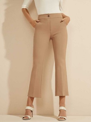 Coffee Guess Evelyn Cropped Women's Pants | 4637-NYFIS