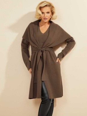Coffee Guess Manu Wrap Women's Cardigan | 7309-NCKLI