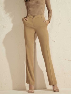 Coffee Guess Maya Wide-Leg Genesis Women's Pants | 9607-MUDBE