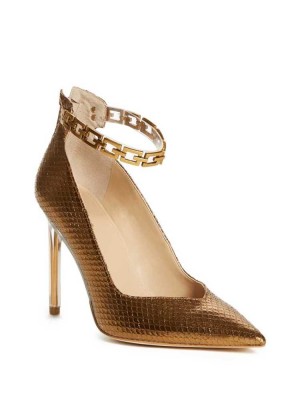 Copper Guess G-Chain Ankle Strap Pumps Women's Pumps | 6578-HOQXL
