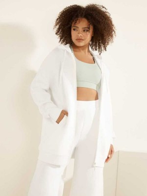 Cream Guess Eco Allie Longline Women's Hoodies | 9465-TVLGX