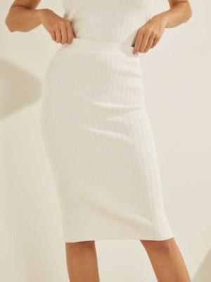 Cream White Guess Agnes Women's Skirts | 6287-HJREK