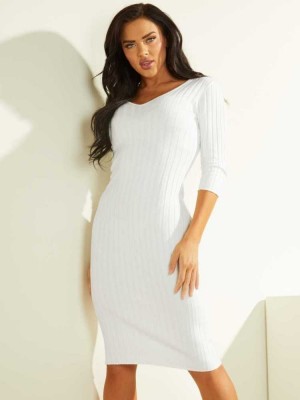 Cream White Guess Gisele Women's Dresses | 2760-DIMRQ