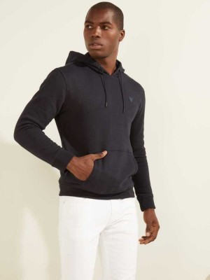 Dark Blue Guess Eco Aldwin Men's Hoodies | 3560-TUASM