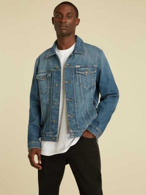 Dark Blue Wash Guess Originals Kit Denim Men's Jackets | 3524-ZGQYJ