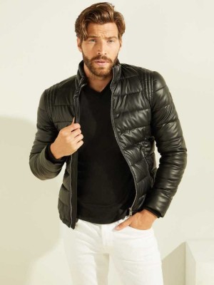 Dark Brown Guess Smart Stretch Puffer Men's Jackets | 3517-DOIUS