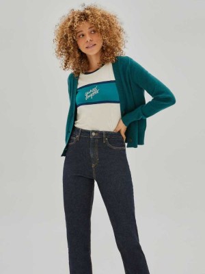 Dark Green Guess Originals Cropped Women's Cardigan | 0824-KUQJC