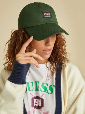 Dark Green Guess Originals Dad Men's Hats | 8613-DXMTY