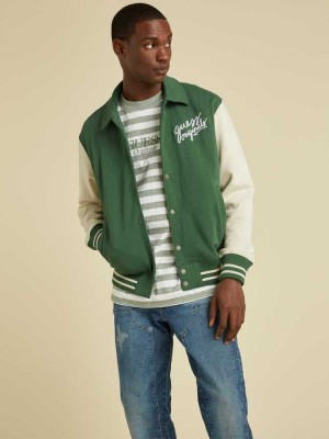 Dark Green Multicolor Guess Originals Varsity Inspired Men's Jackets | 6705-CZBST