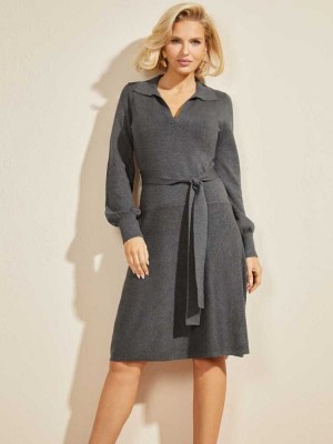 Dark Grey Guess Brooklyn Women's Dresses | 4706-PQOVJ